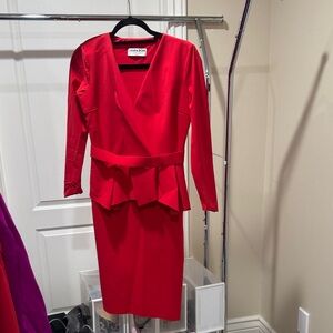 Chiara Boni Vibrant Red Long Sleeve Dress